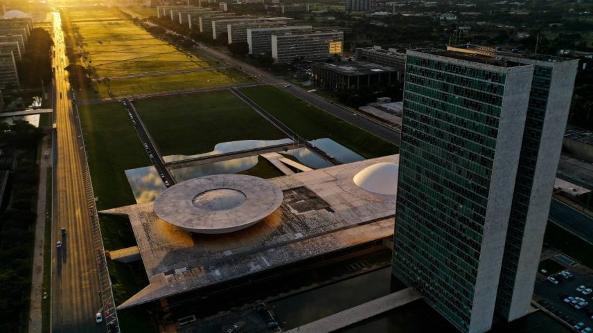 Vista aérea da Esplanada dos Ministérios em Brasília