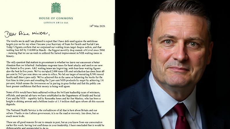 BBC Screengrab of Streeting's letter next to a headshot of Wes Streeting