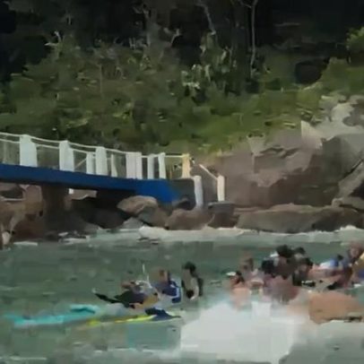 Nove resgatadas após canoas havaianas serem atingidas por correnteza no litoral de SP