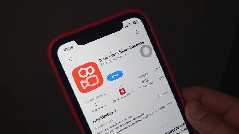 Toque e segure sobre o app do Kwai para exibir mais opções no Android