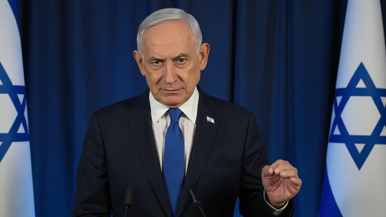 Primeiro-ministro israelense Benjamin Netanyahu fala aos israelenses. — Foto: Reprodução/X/@netanyahu