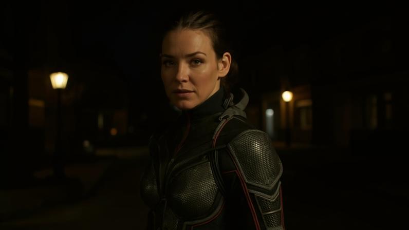 Evangeline Lilly como a heroína Vespa em filme da Marvel — Foto: Reprodução
