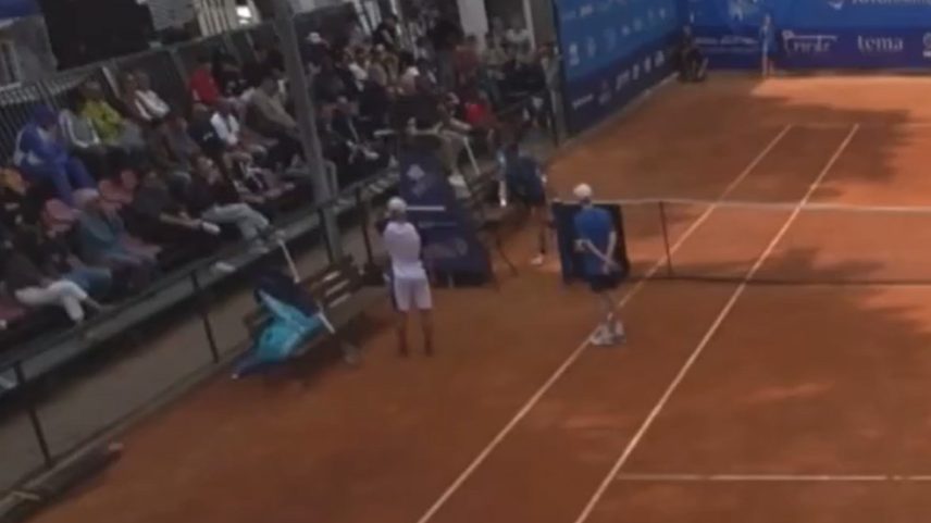 Tristan Boyer ataca cadeira de juiz com raquete — Foto: Reprodução