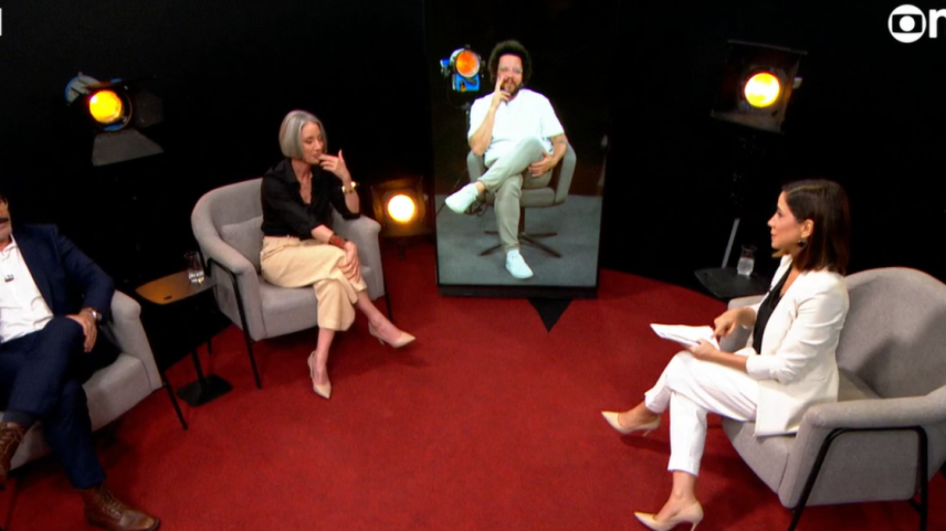 Juliano Cazarré em programa de debate da GloboNews