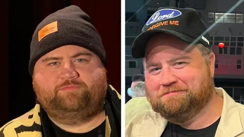 A monategem compartilhada pelo ator Paul Walter Hauser mostrando sua transformação física