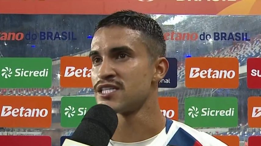 Nestor em entrevista depois da eliminação do Bahia na Copa do Brasil — Foto: Reprodução
