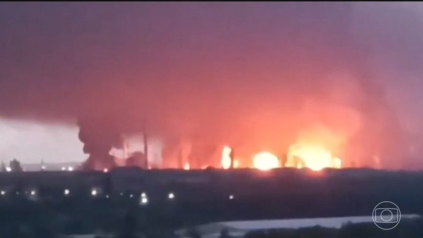 Ucrânia revida mega-ataque de drones da Rússia — Foto: Reprodução/TV Globo