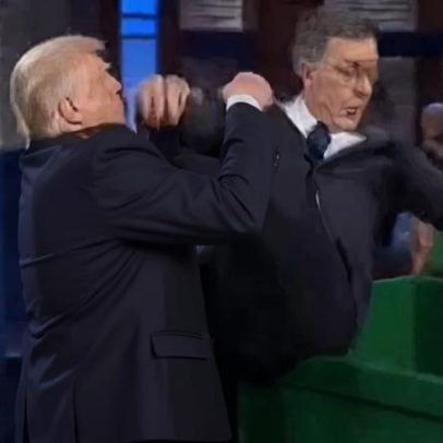 Trump publica vídeo gerado por IA em que Colbert é jogado no lixo