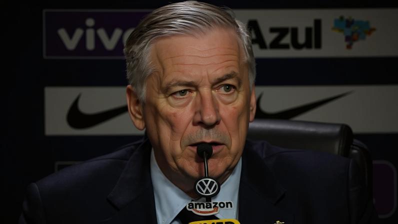 Carlo Ancelotti durante anúncio dos convocados da seleção brasileira para a Copa do Mundo