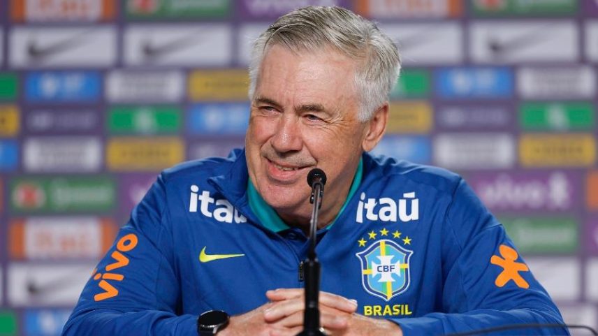 Carlo Ancelotti, técnico da seleção brasileira, em coletiva na Granja Comary
