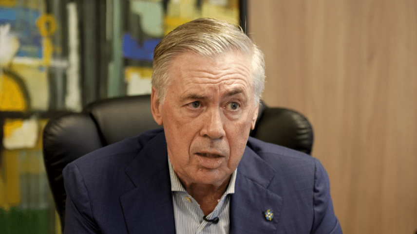 Carlo Ancelotti, técnico da seleção brasileira, no vídeo de 100 dias para a Copa do Mundo