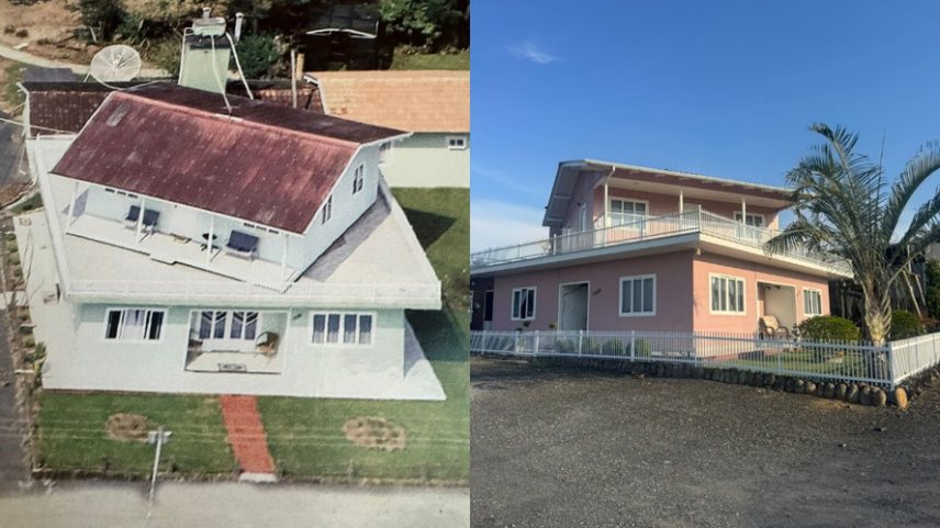 À esquerda, a casa giratória em Ituporanga na época da inauguração, em 1998; à direita, o imóvel hoje, ainda habitado por Almira Berger Cellarius