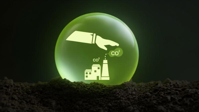 Imagem conceitual de captura e armazenamento de carbono.