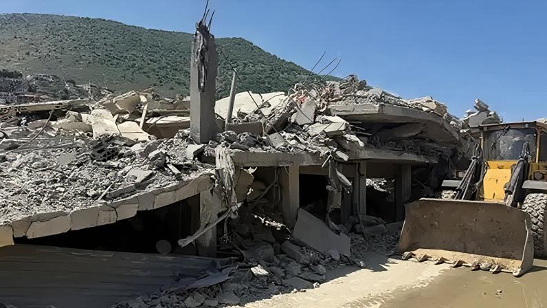 First responders searched through the rubble of homes destroyed by the Israeli strikes in Mashghara