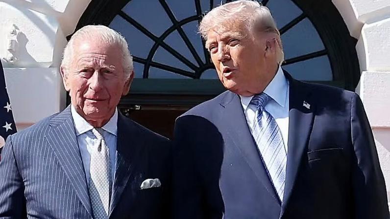 Rei Charles III e Donald Trump em visita oficial à Casa Branca em abril de 2026