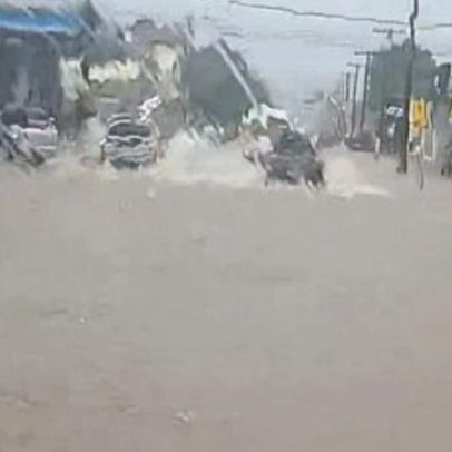 Vias alagadas em Boa Vista (RR) após forte chuva