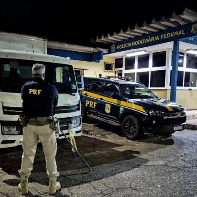 Motorista abandona caminhão furtado e foge para matagal na BR-381