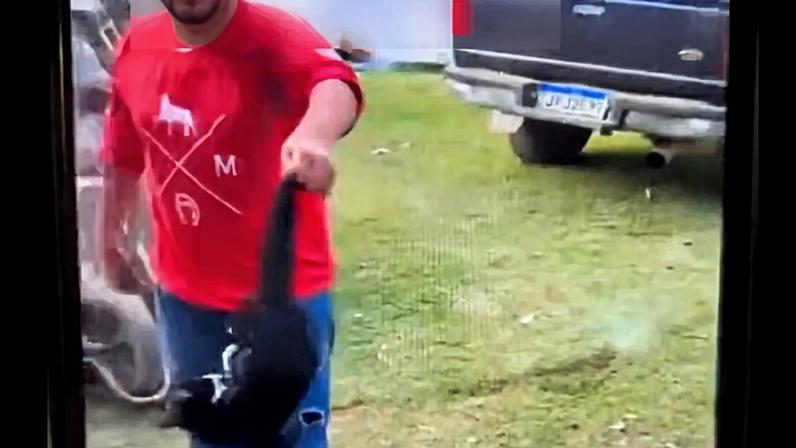 Vídeo mostra menor segurando o animal pelo rabo