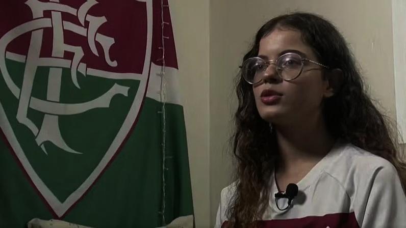 Clara Alencar, torcedora do Fluminense — Foto: Reprodução/TV Cabo Branco