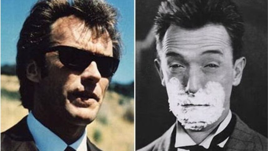 Clint Eastwood nos anos 1970, nos tempos de 'Dirty Harry', e Stan Laurel (1890-1965), ator lendário de 'O Gordo e o Magro'