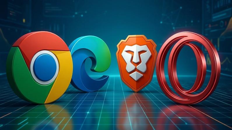 Google Chrome, Microsoft Edge, Brave e Opera GX são quatro dos navegadores mais usados atualmente. Imagem gerada com Nano Banana — Foto: Diogo Bugalho/TechTudo