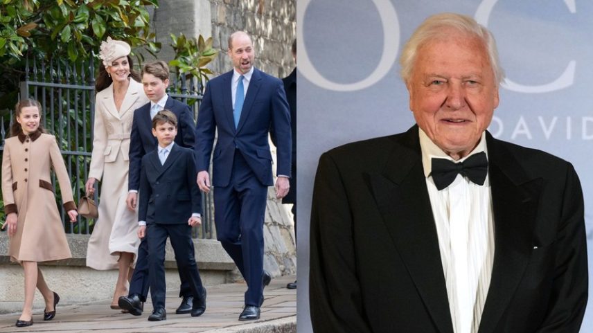 Príncipe William, Kate Middleton, Charlotte, Louis, George e David Attenborough — Foto: Getty Images