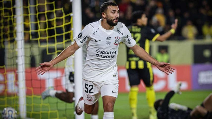 Zakaria Labyad (Corinthians) celebrando seu gol contra o Peñarol, no dia 21.05.2026.
