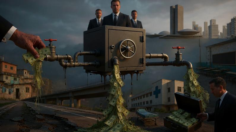 O sinal enviado à sociedade é de que o crime compensa para quem detém conexões certas. Isso destrói a confiança nas instituições e condena o Brasil ao subdesenvolvimento. (Foto: Imagem criada utilizando Open AI/Gazeta do Povo)