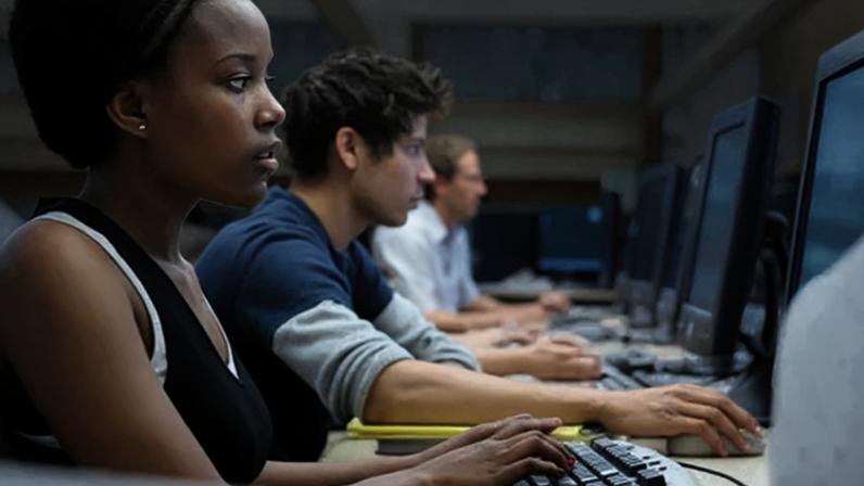 A stock image of US university students in exams