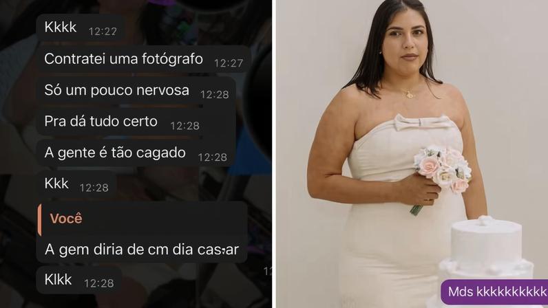 Nájylla Duenas Nascimento, de 34 anos (à dir.), foi morta a tiros no dia do próprio casamento; na véspera da cerimônia, mulher comemorou união em mensagem de texto — Foto: Arquivo pessoal