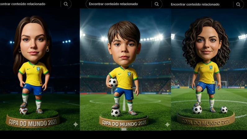 Mini craque da Copa: aprenda a fazer trend de miniatura com IA — Foto: Reprodução/TikTok