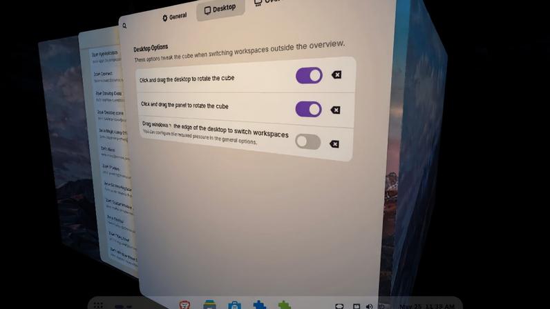 The Zorin OS desktop cube in action.