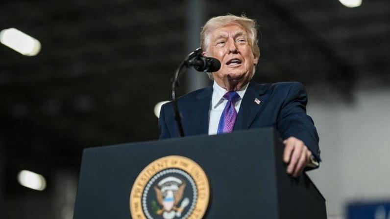 Na imagem, o presidente Donald Trump durante discurso