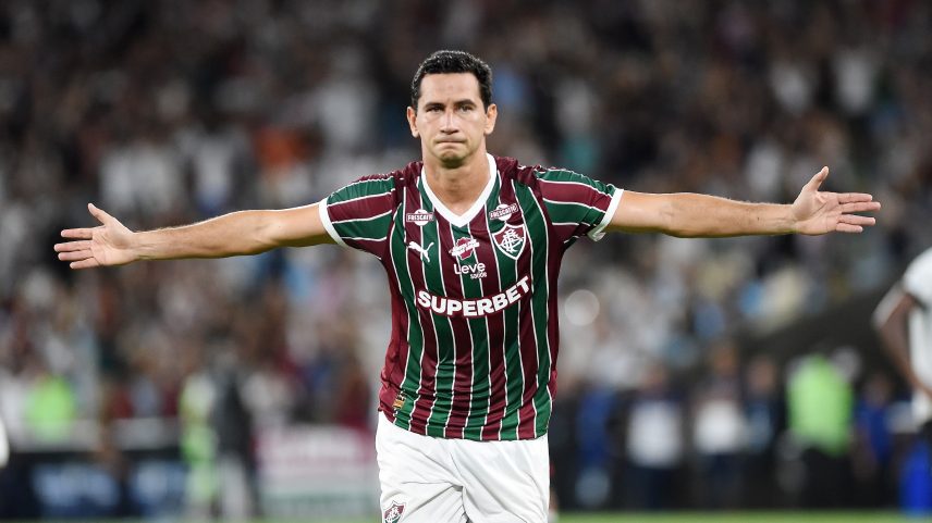 Ganso comemora gol de pênalti | Fluminense x Vasco — Foto: André Durão