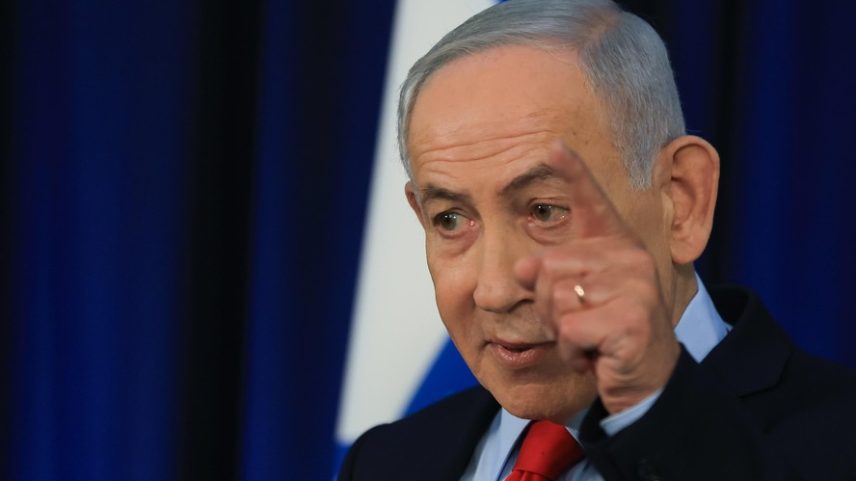 Israeli Prime Minister Benjamin Netanyahu holds a press conference, amid the U.S.-Israel conflict with Iran, in Jerusalem