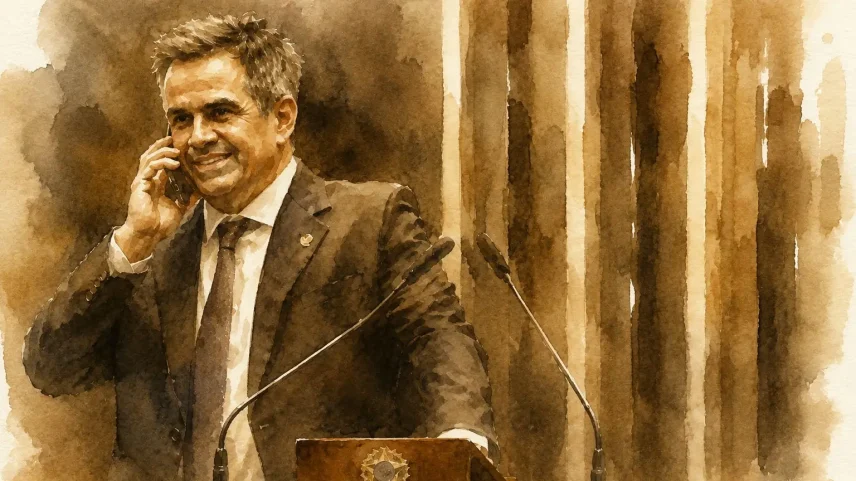 O senador Ciro Nogueira, presidente nacional do PP, é investigado por ligações com Daniel Vorcaro. (Foto: ChatGPT sobre foto de Carlos Moura/Agência Senado)