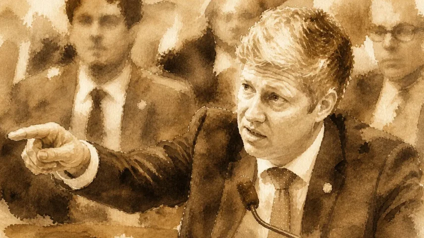Marcel van Hattem foi denunciado por um discurso feito na tribuna da Câmara, em violação explícita da imunidade parlamentar. (Foto: ChatGPT sobre foto de Vinicius Loures/Câmara dos Deputados)