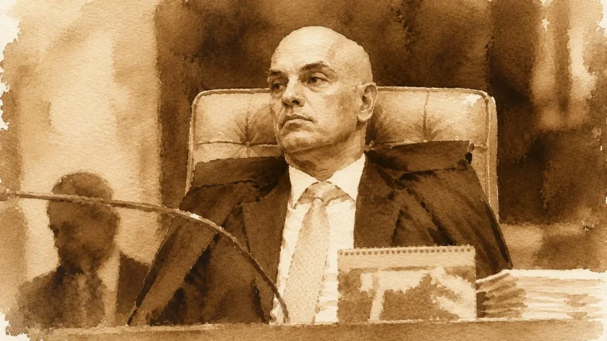 Alexandre de Moraes suspendeu a aplicação da Lei da Dosimetria por meio de liminar. (Foto: ChatGPT sobre foto de Luiz Silveira/STF)