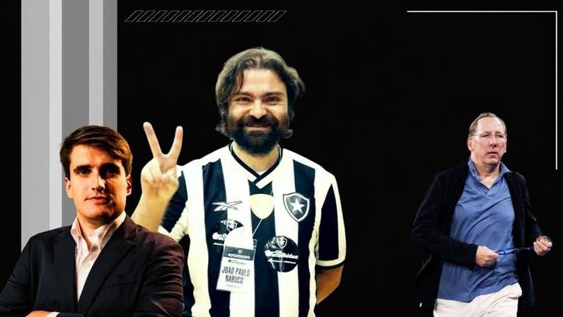 Eduardo Iglesias, diretor da SAF, João Paulo Magalhães, presidente do Botafogo associativo, e John Textor