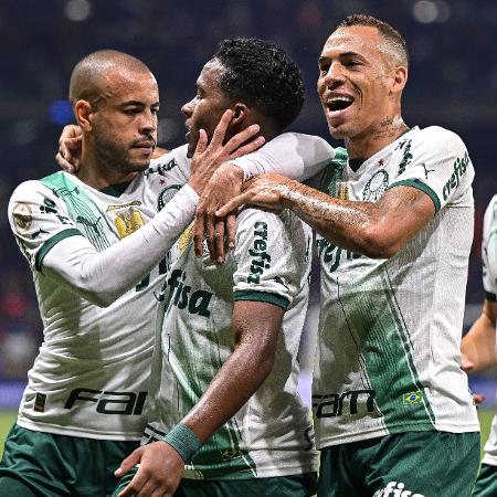Endrick comemora último título brasileiro do Palmeiras, contra o Cruzeiro