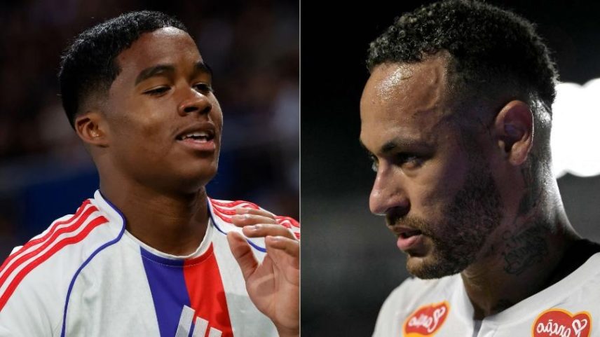 Endrick (esq.) e Neymar (dir.)