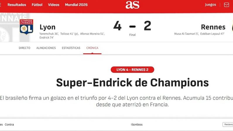 Diário As exalta atuação de Endrick na França — Foto: Reprodução