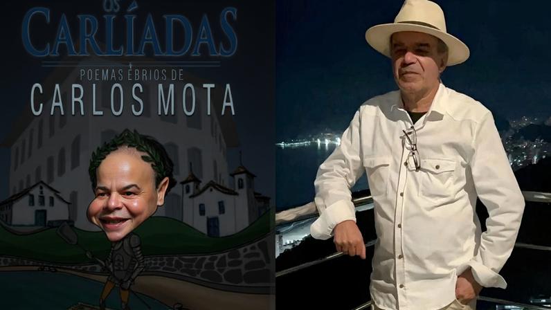 Capa de 'Os Carlíadas' (à dir.), autobiografia em versos de Carlos Domingos Mota Coelho (à esq.)