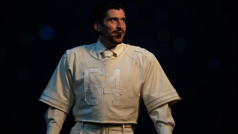 Bad Bunny durante apresentação no show de intervalo do Super Bowl 2026