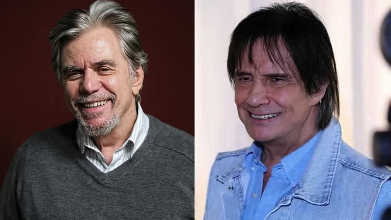O ator Reginaldo Faria e o cantor Roberto Carlos