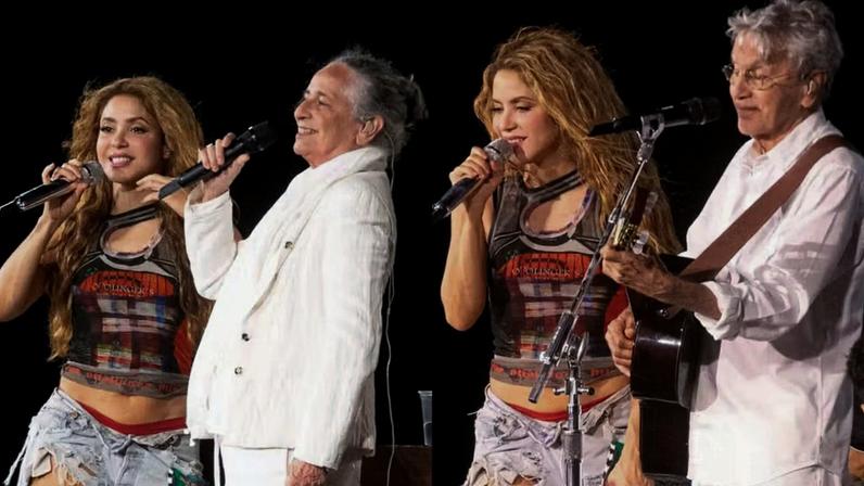 Shakira, Maria Bethânia e Cateano Veloso ensaiam para show no Rio