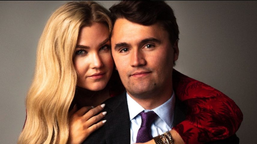 O ativista de extrema-direita, Charlie Kirk, e sua esposa Erika