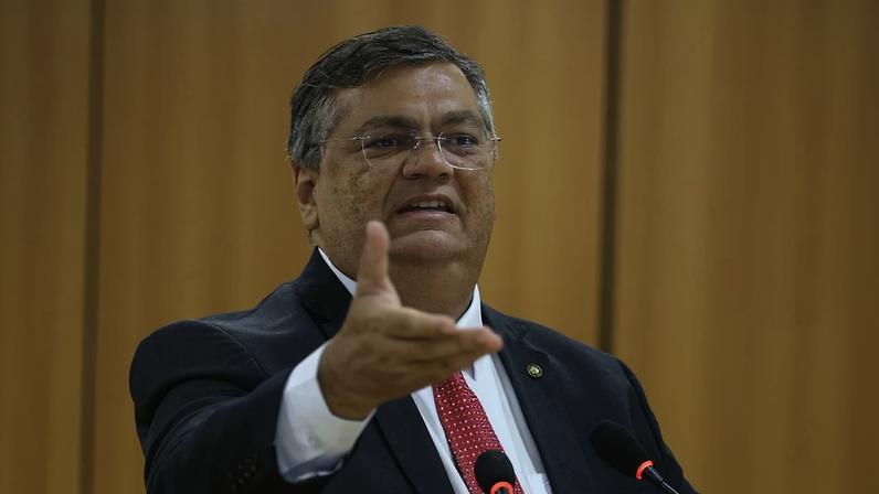 O ministro da Justiça e Segurança Pública, Flávio Dino, durante evento