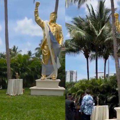 Estátua de ouro de Trump é inaugurada nos EUA em cerimônia liderada por pastor