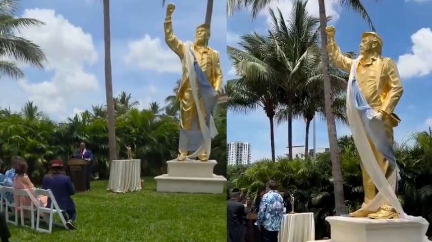 Estátua de ouro de Trump é inaugurada nos EUA em cerimônia liderada por pastor